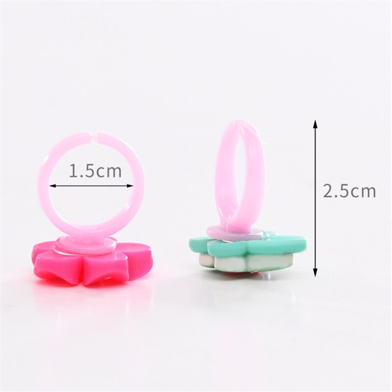 10 Stks/partij Kinderen Cartoon Ringen Snoep Bloem Dier Boog Vorm Ring Set Mix Vinger Sieraden Ringen Kid Meisjes Speelgoed