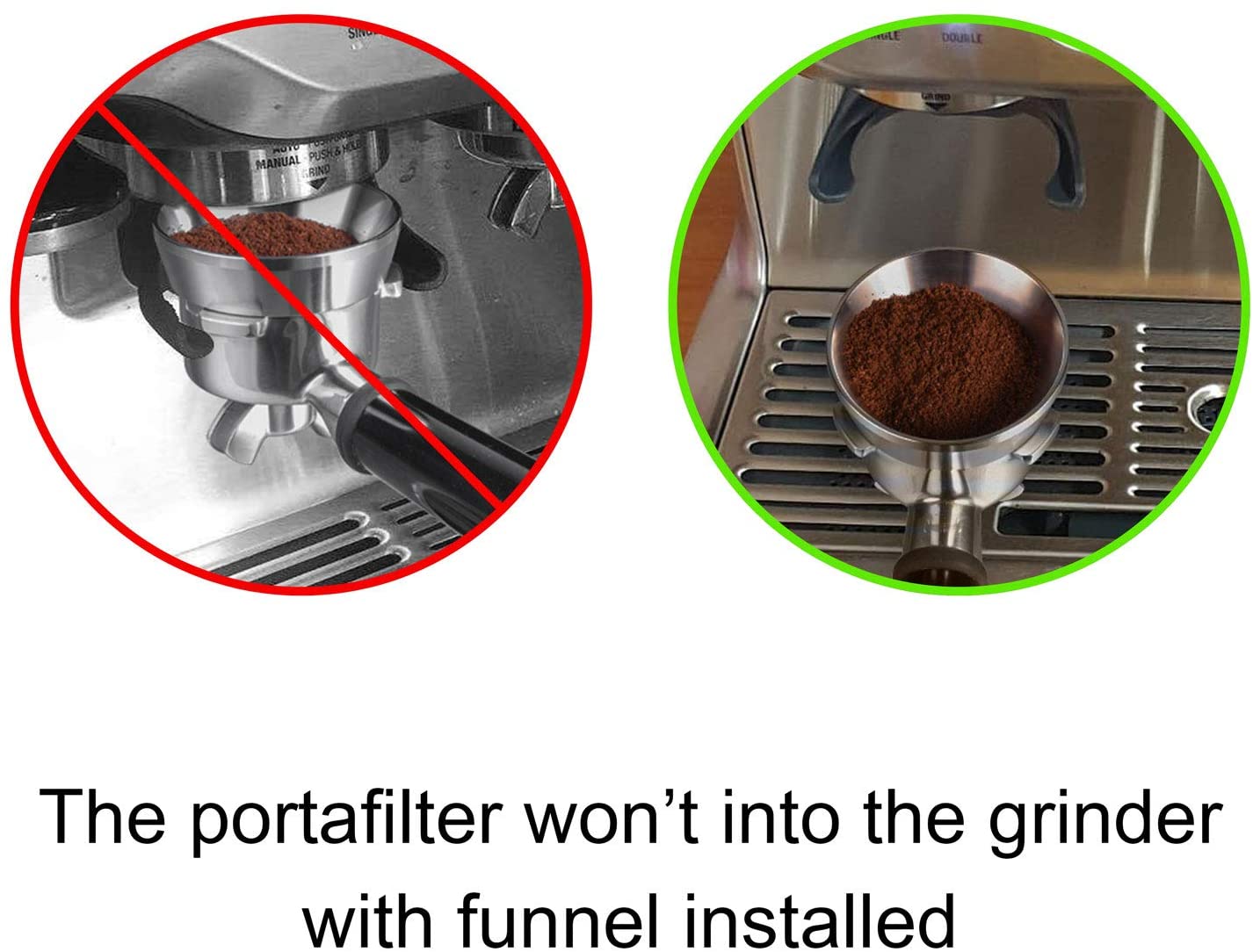 54/51/58mm espressodosertrakt, kaffedoseringsring i rustfritt stål kompatibel med 54mm breville-portafilter