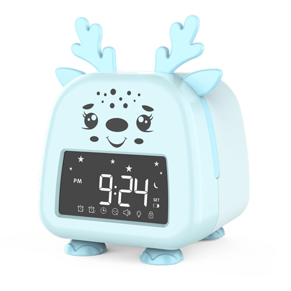 Kids Alarm Clock, Wake Clock for Kids, Children's Sleep Trainer Clock with Night Lights, Sleep Sounds Machine, Cute Alarm Clocks: Elk