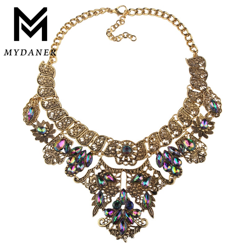MYDANER-Collar grueso multicolor con diamantes de imitación para mujer, Gargantilla, joyería: A2