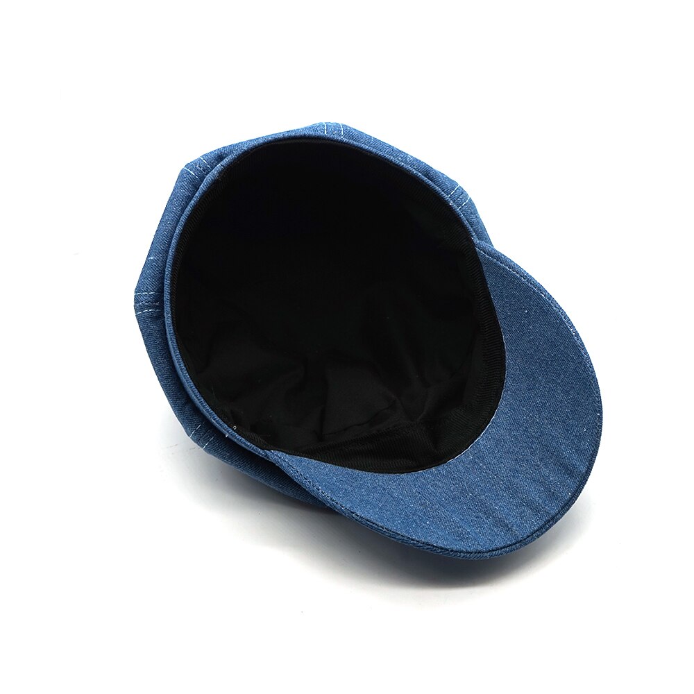Women Leisure Octagonal Hat Ladies Denim Beret Hat Cowboy Cap Newsboy Gatsby Cap Octagonal Baker Peaked Beret Driving Hat