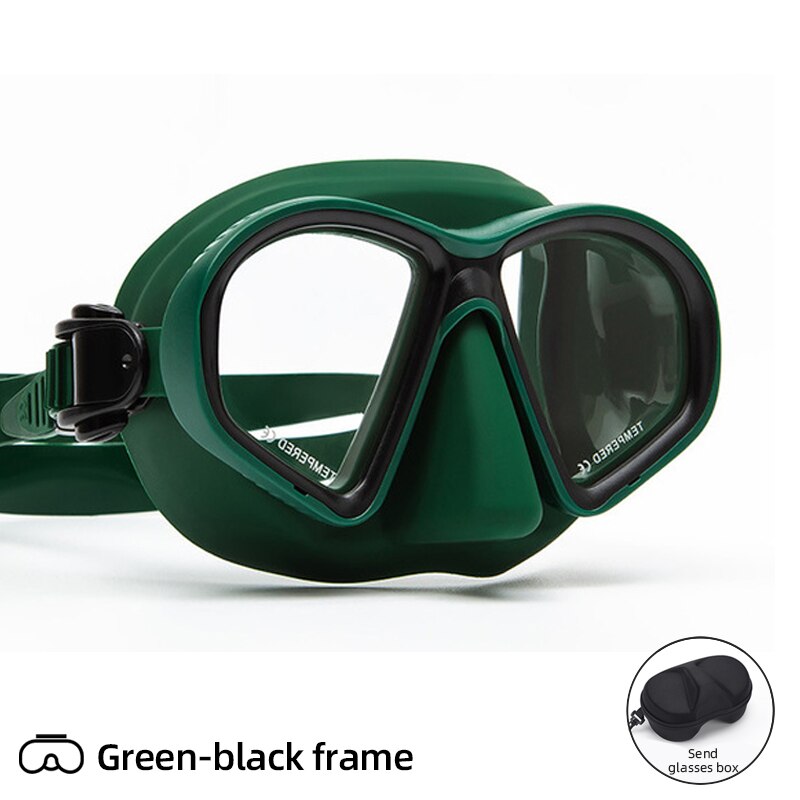 Free Diving Mask Low Volume Multiusage Diving Mask Scuba Diving Mask for Adults Men Women Diving Goggles Diving Equipment: Green black frame