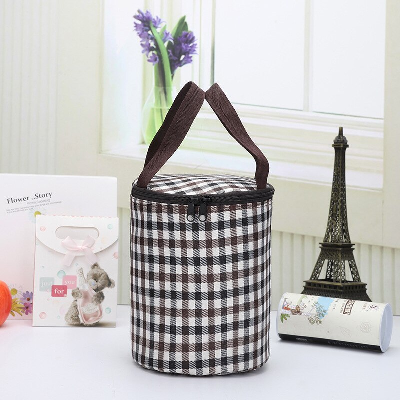 Cilindrische Lunch Tas Draagbare Thermische Geïsoleerde Lunch Box Tote Koeler Ijs Zak Ronde Bento Pouch Waterdicht Voedsel Opbergzakken: B