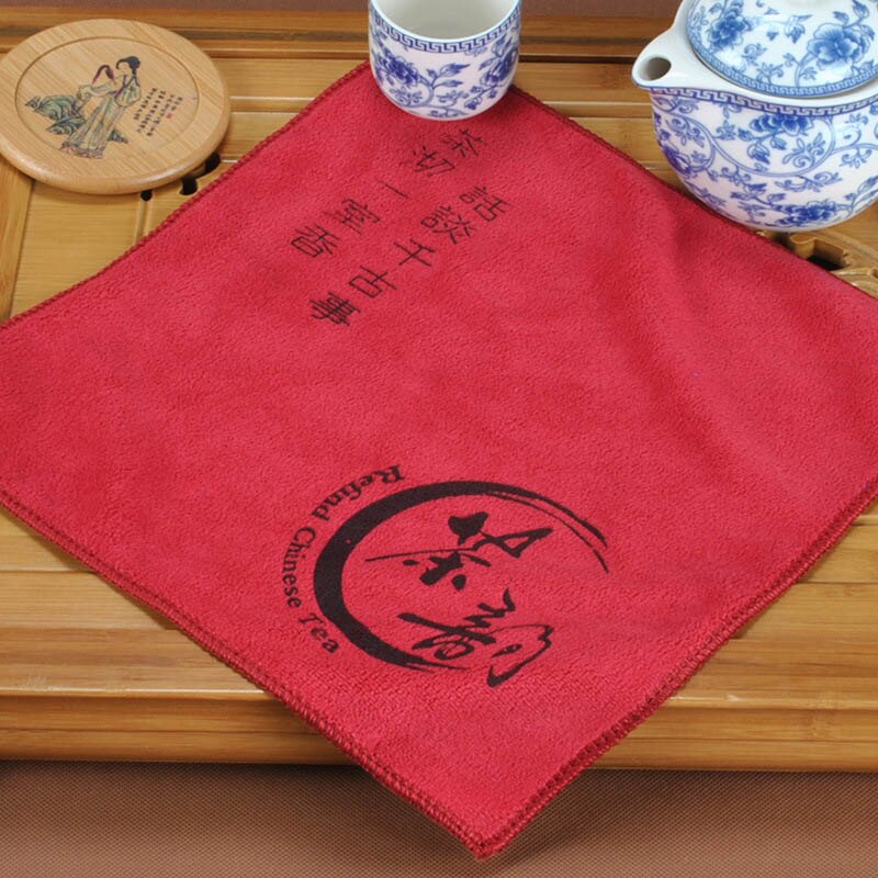 Tea Cloth Absorbent Strong Tea Napkins Tea Set Accessories Nice Tea Towels 1 PCS Fiber 30*30cm: Red
