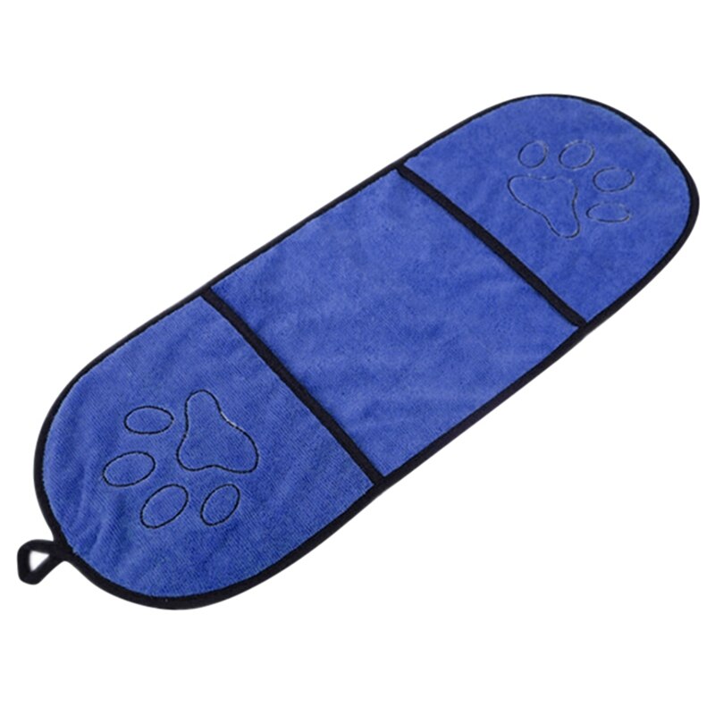 Câine de companie prosop de baie microfibră ultra-absorbantă pisică câini mici prosop de uscare pătură cu buzunar pentru câini mari halat de baie: Albastru marin