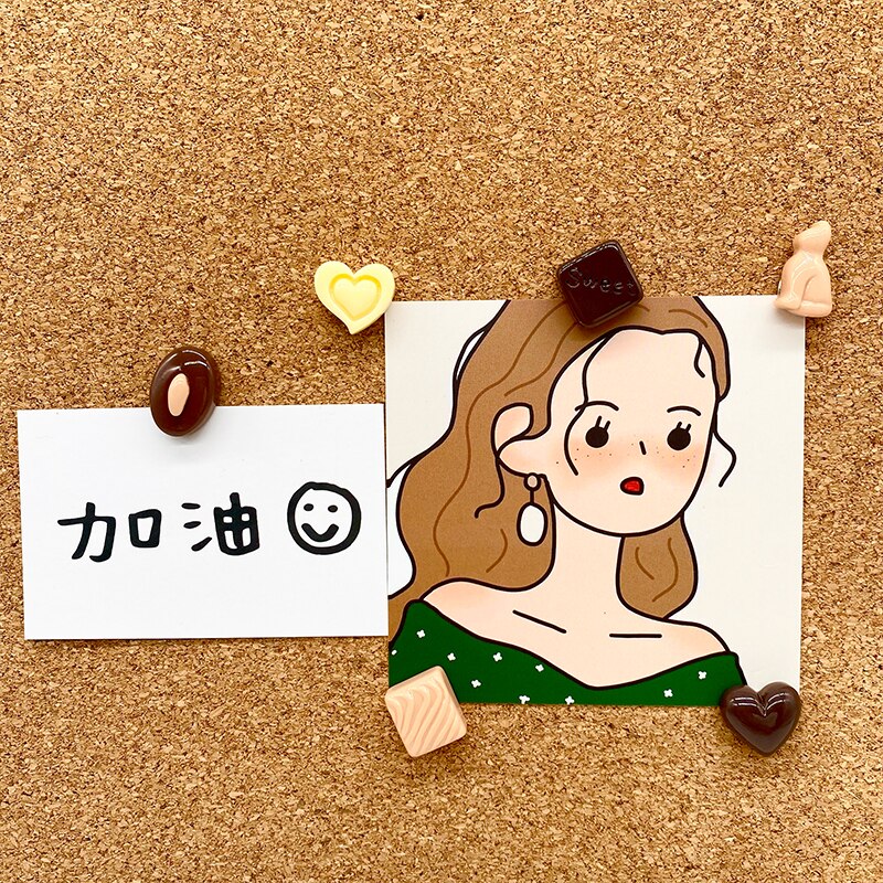 6 pçs forma de amor de chocolate push pin dos desenhos animados polegar pino de aderência bonito pushpin cortiça placa de mensagem foto parede desenho pino decoração do prego