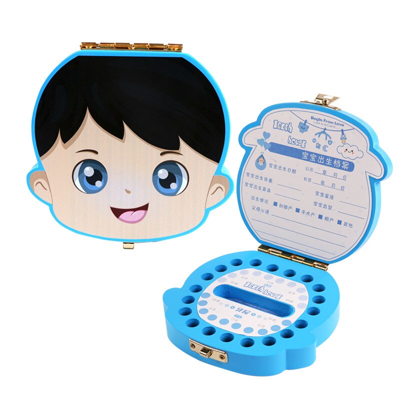 Baby Teeth Box Wooden Child Hair Storage Box Baby Souvenirs Boys Girls Tooth House Save Box