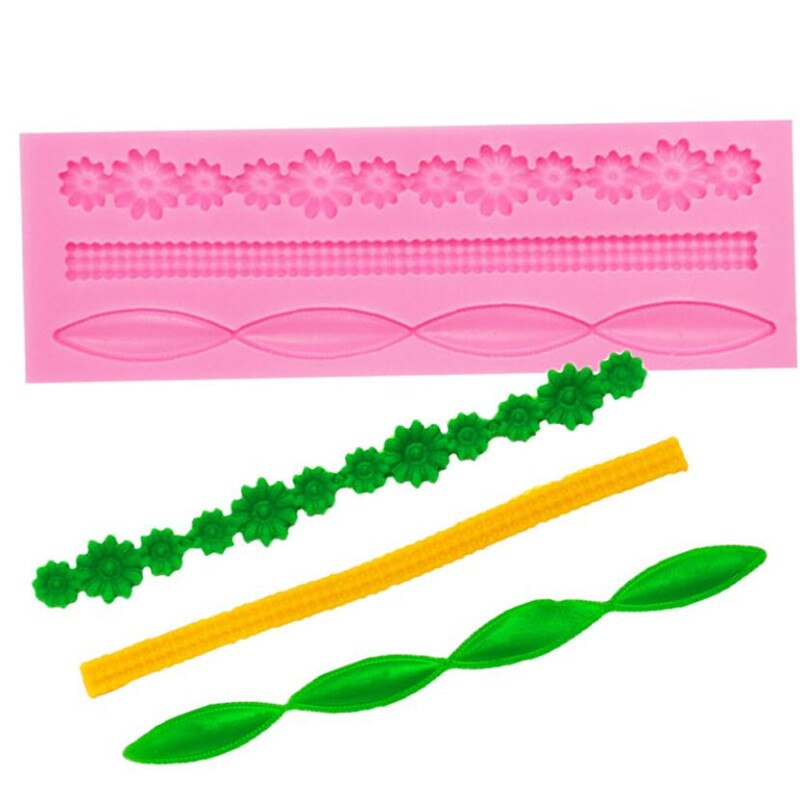 3d spetsar blompärlor kedja silikon fondant form tårta dekorera bakformar sockerpasta fondant bakverk verktyg