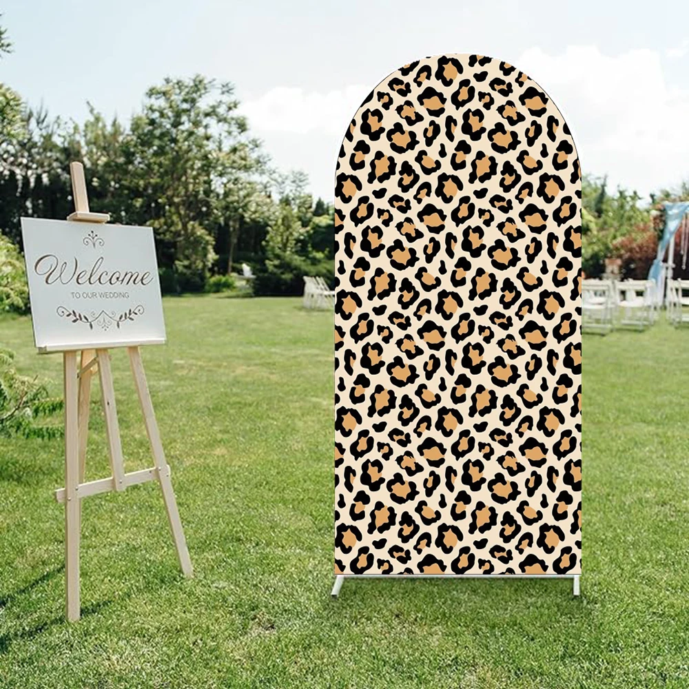 Mochicka selvagem um arco pano de fundo capa animais textura leopardo girafa zebra padrão selva safari folhas aniversário chá de bebê: Violeta / 150 * 300