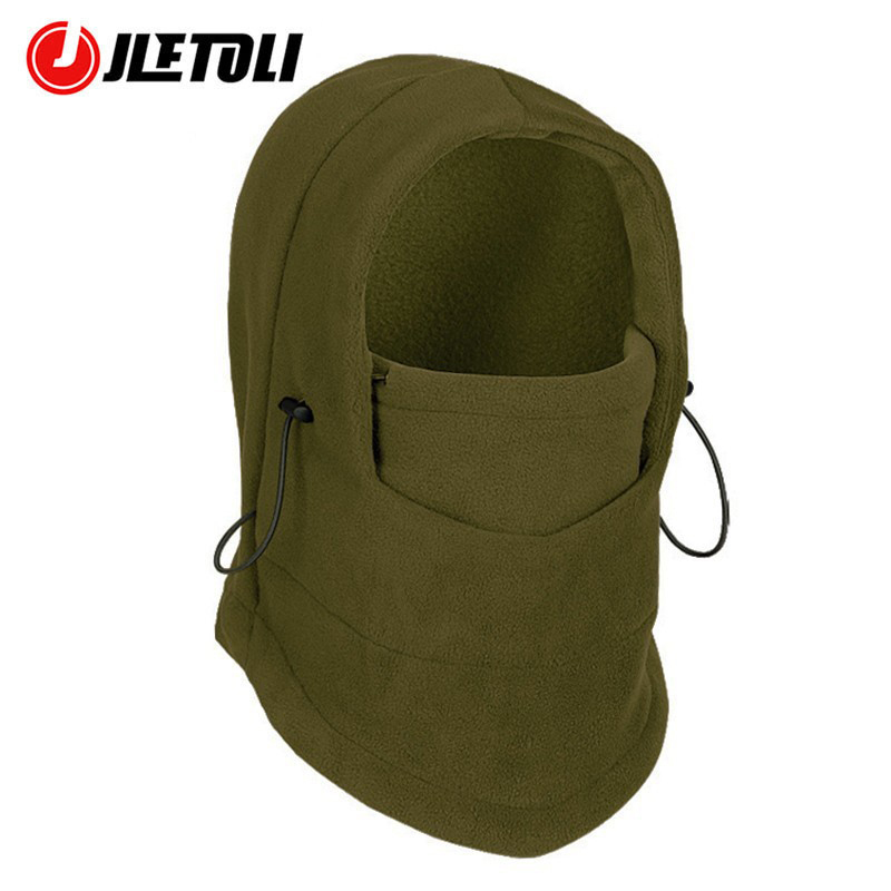 Jetoli-mascarilla térmica de forro polar para ciclismo, máscara de invierno para entrenamiento de esquí, a prueba de viento, al aire libre para bicicleta, gruesa, deportiva: green