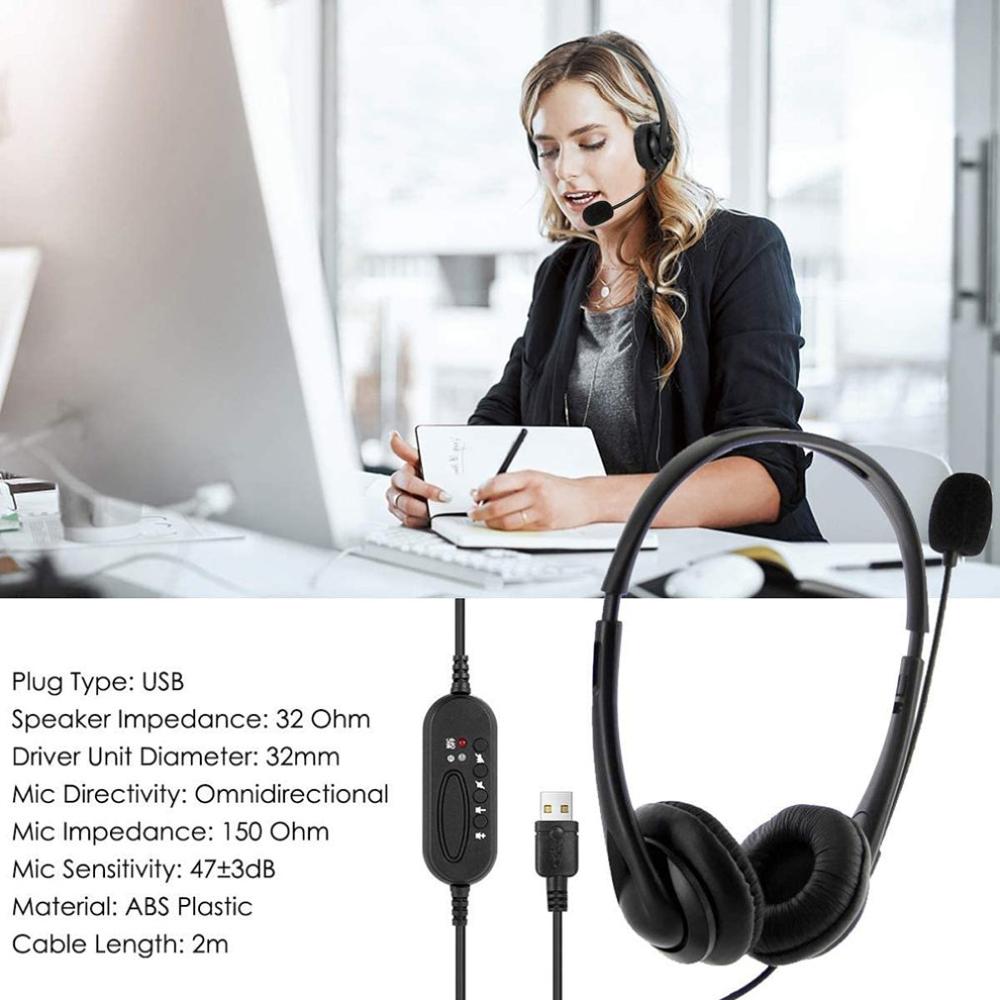 Usb Phone Headset Binaural Call Center Operator Telephone Headset Customer Service Headset Computer Usb Headset