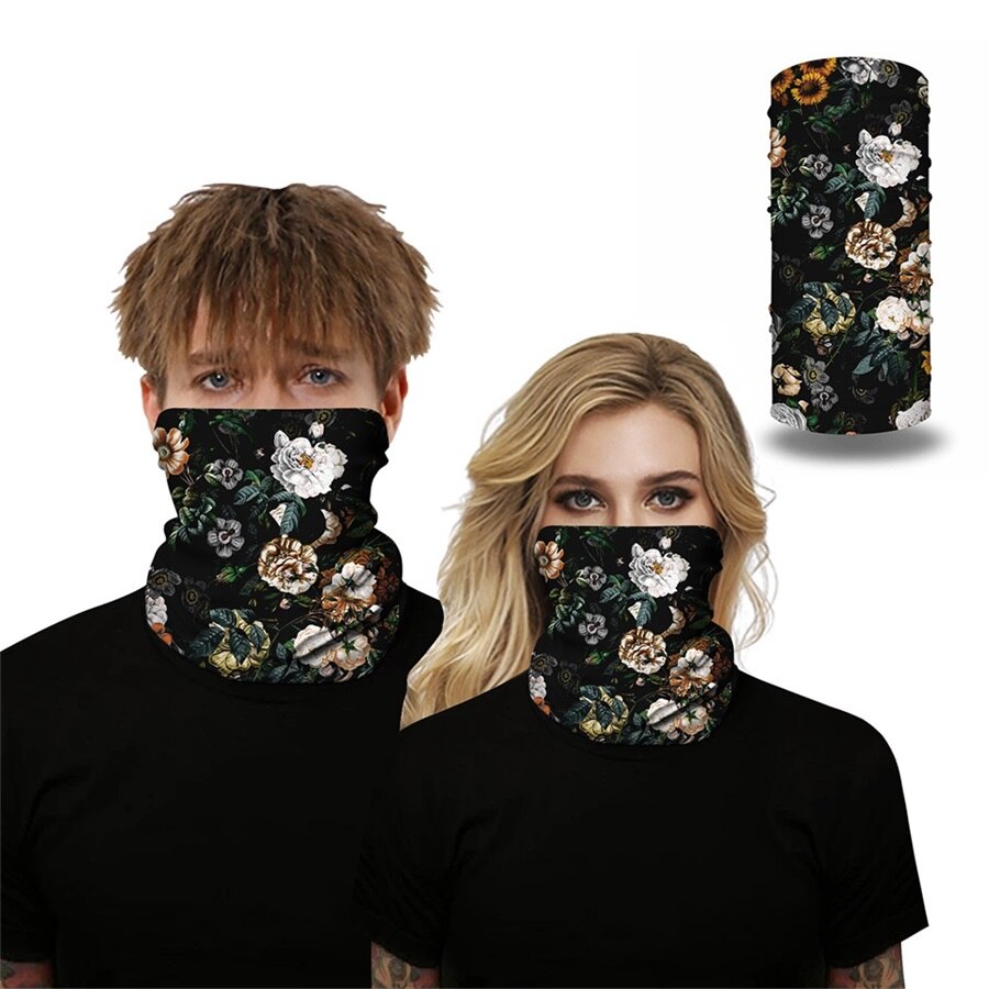 Utendørs ansiktsdeksel balaclava skjerf 3d blomster mønster sømløs bandana hals gamasjer pannebånd vandring ringe skjerf hodet skjerf