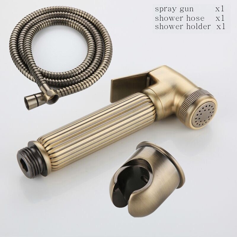 Green bronze Bidet Bathroom Hand Shower Bidet Toilet Sprayer Hygienic Shower Bidet Tap Wall Mount Bidet Faucet: C gun hose holder