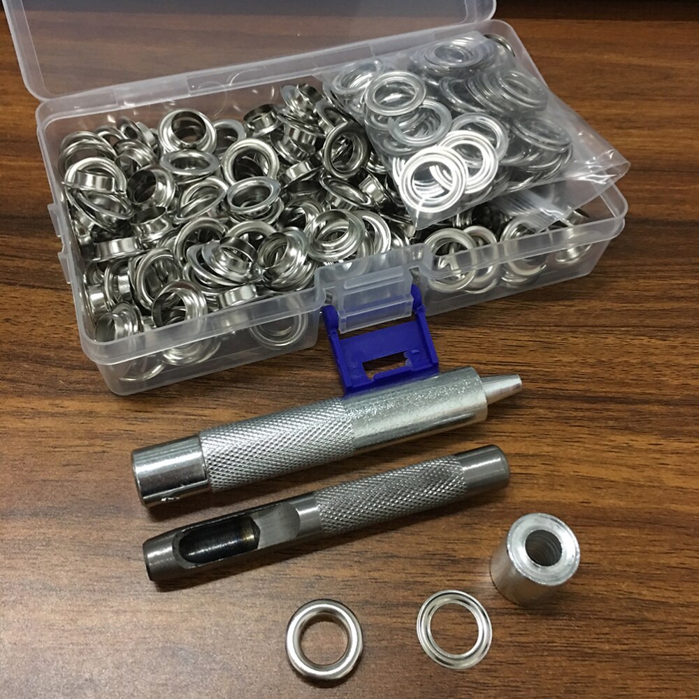 100 Set Grommets Kit Brass Eyelets Button Kit with 3PCS Tools Multipurpose Eyelets Button Set Portable Eyelets Button To