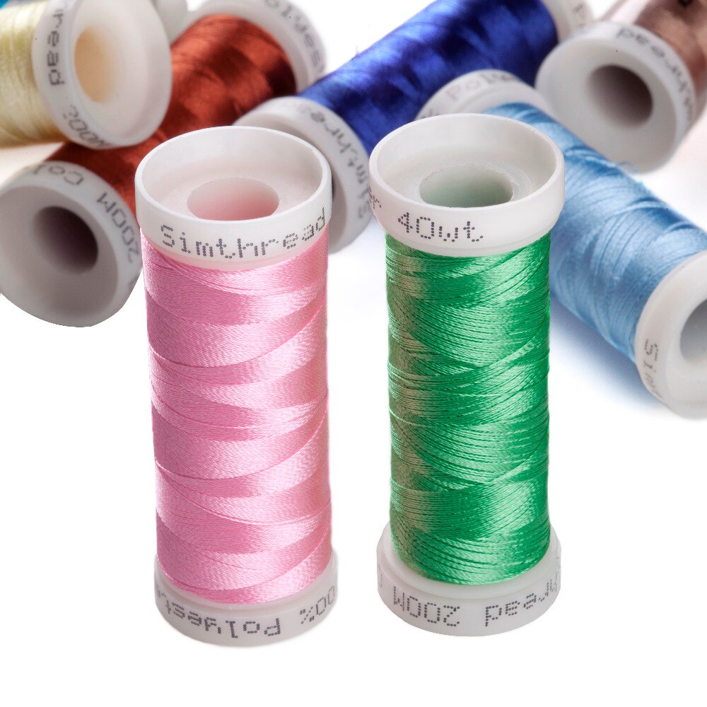 Simthread carretel de linha 300m/63 cores, bobinas de linha de poliéster para bordar