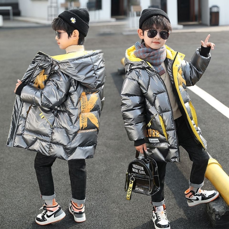 Menino inverno parka acolchoado jaqueta engrossado longo crianças acolchoado casaco com capuz casual adolescente crianças plus cashmere roupas para crianças