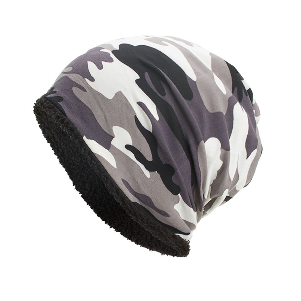 Kvinder mænd varm baggy camouflage hæklet vinteruld uld ski beanie skull caps hat шапка кепка czapka zimowa baseball spand #t2: Hvid