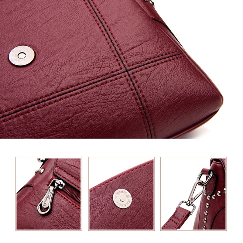 PU Leather Lady Shoulder Bag Solid Color Women Messenger Bag Detachable Shoulder Strap