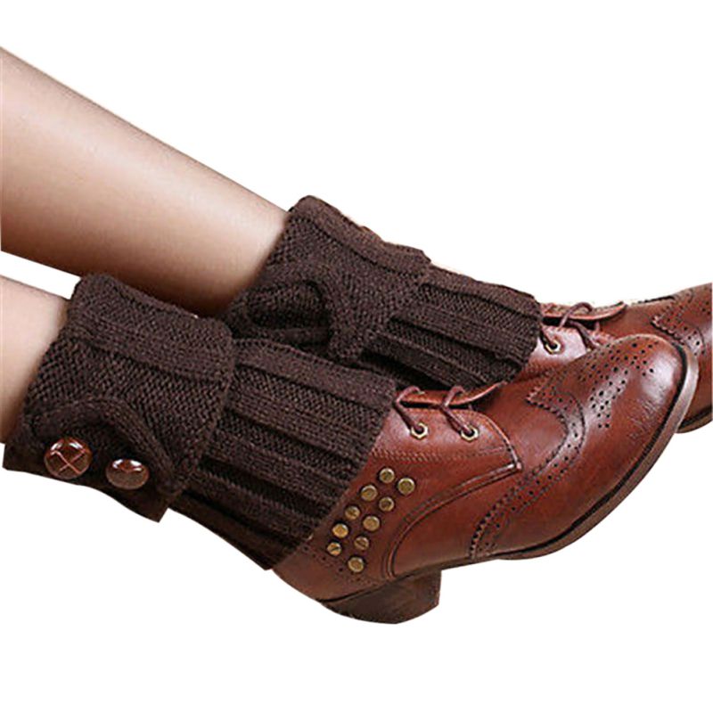 Knitted Leg Warmers Ladies Simple Winter Leg Warmers Short Section Knitted Crochet Button Long Socks Boots Cuffs Socks