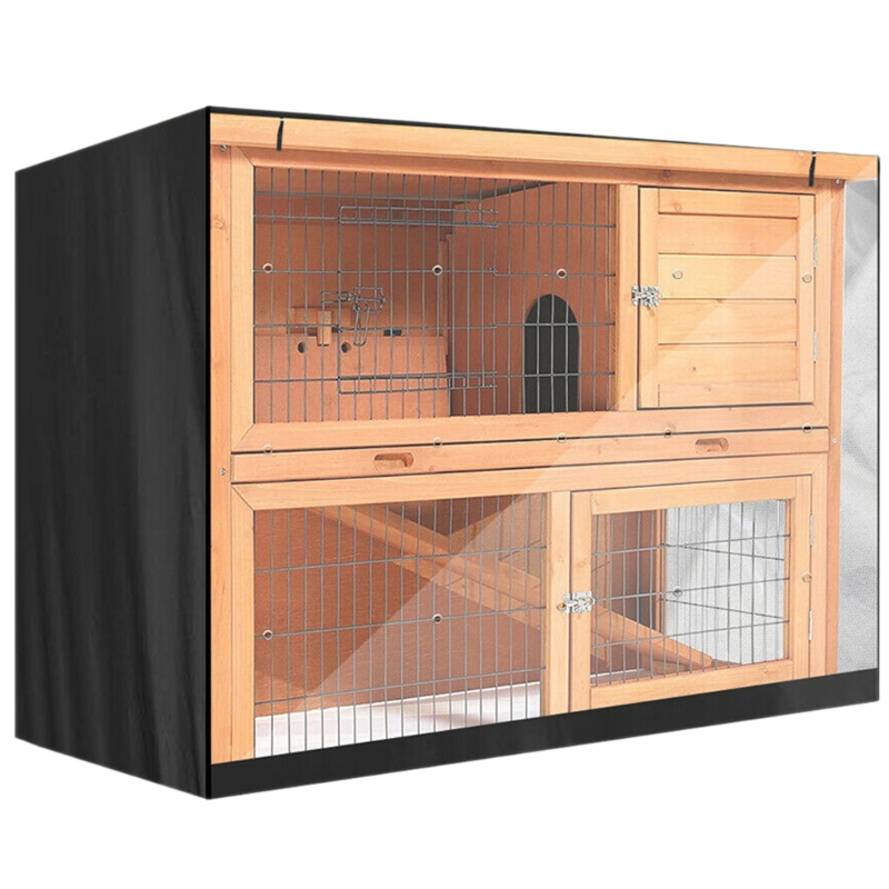 Funda impermeable para conejera de conejo, cubierta para jaula de animales pequeños, resistente a los rayos UV, producto para mascotas: Negro