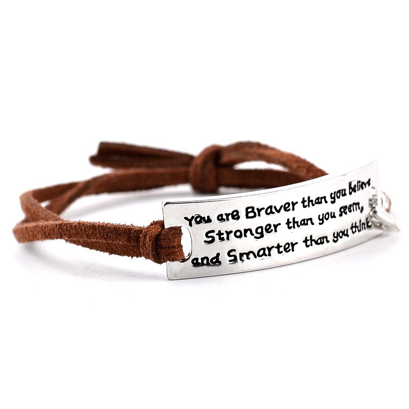 Ze Geloofde Ze Kon Dus Ze Deed Armbanden Eenvoudige Ronde bericht herinnering Armbanden Leer inspirerende Armband moedigen keten: 0903909