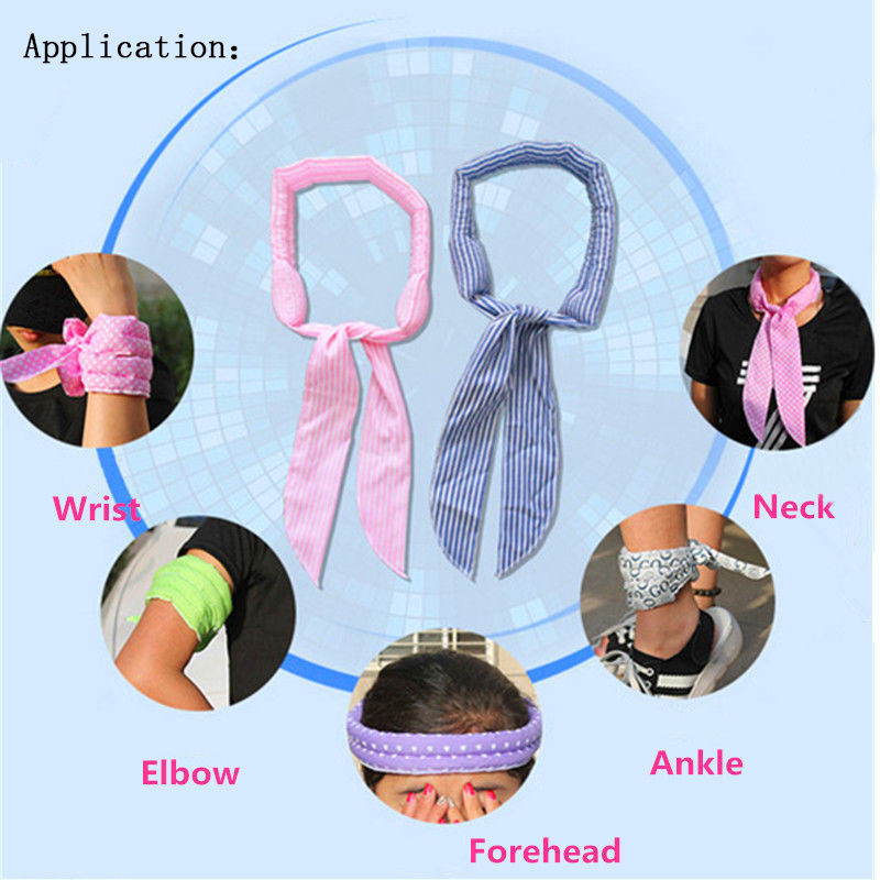 5 Kleuren Niet giftig Nek Arm Koeler Sjaal Body Ice Cooling Wrap Tie Hoofdband Handdoek Bandana voor