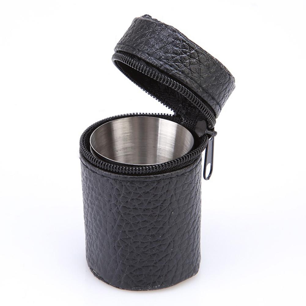 4 Teile/satz Mini 30ml Tragbare Edelstahl Wein Tassen Reise Trinken Flasche Flachmann Tasse PU Leder Abdeckung Whiskey flachmann