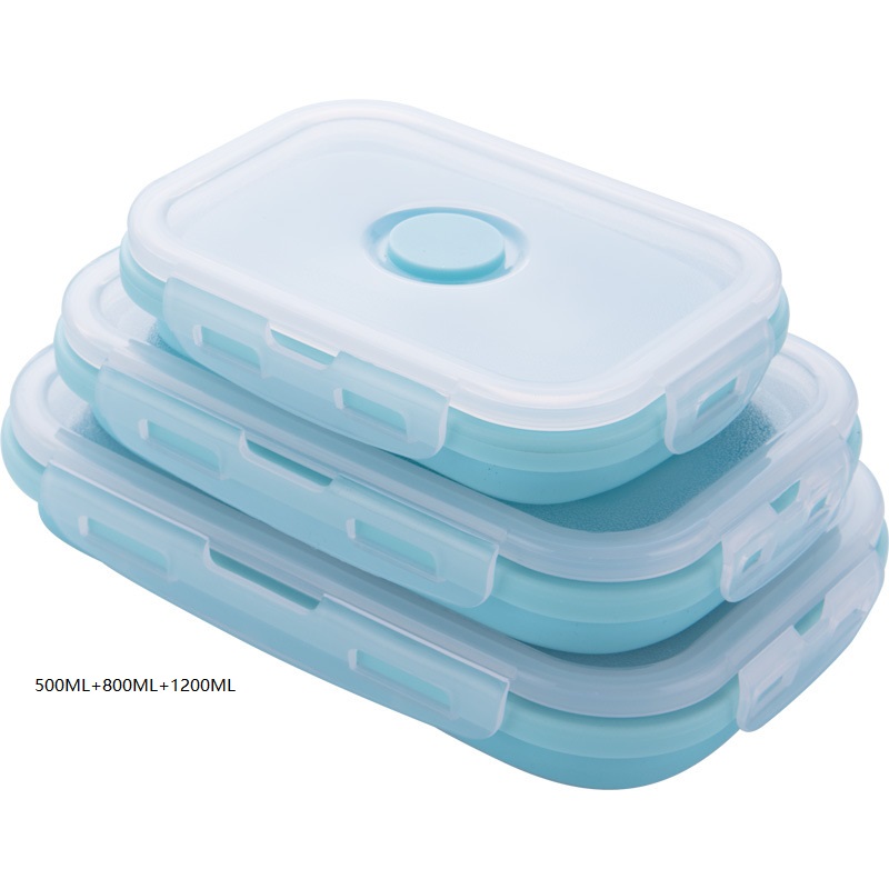 Silicone Collapsible Microwave Bento Lunch Box Portable Healthy Material Lunch Box Food Storage Container Foodbox 1Pc/3Pc