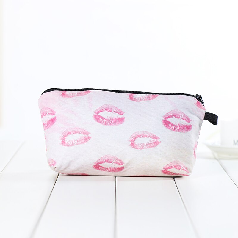 Cosmetic Bag Women Brand makeup bags Cute small bag headset bag small candy Cosmetic Bags 3D digital printing Big mouth