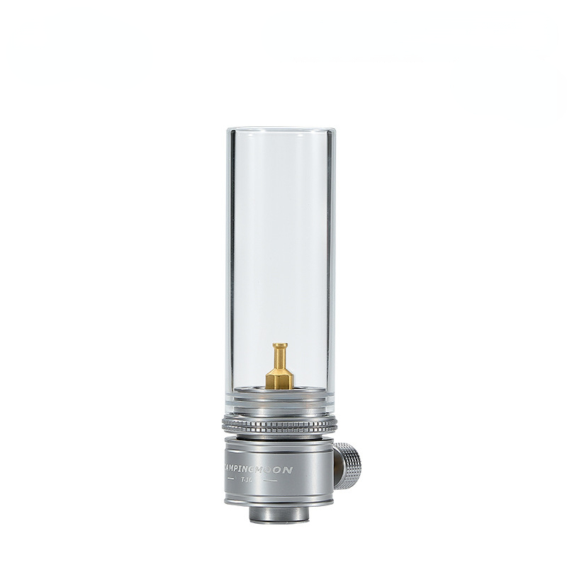 CAMPINGMOON T-1D Camping Gas Lantern with Glass Cover Candle Lamp Light: Silver