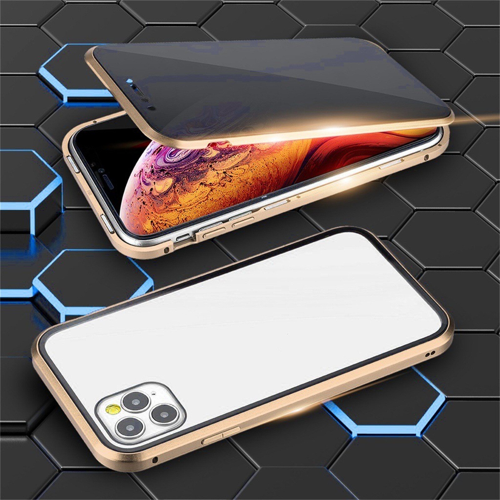 Anti-Val Iphone Case 360 ° Magnetische Adsorptie Anti-Zie Privacy Dubbele Case Cover Voor Iphone 12Promax: GD