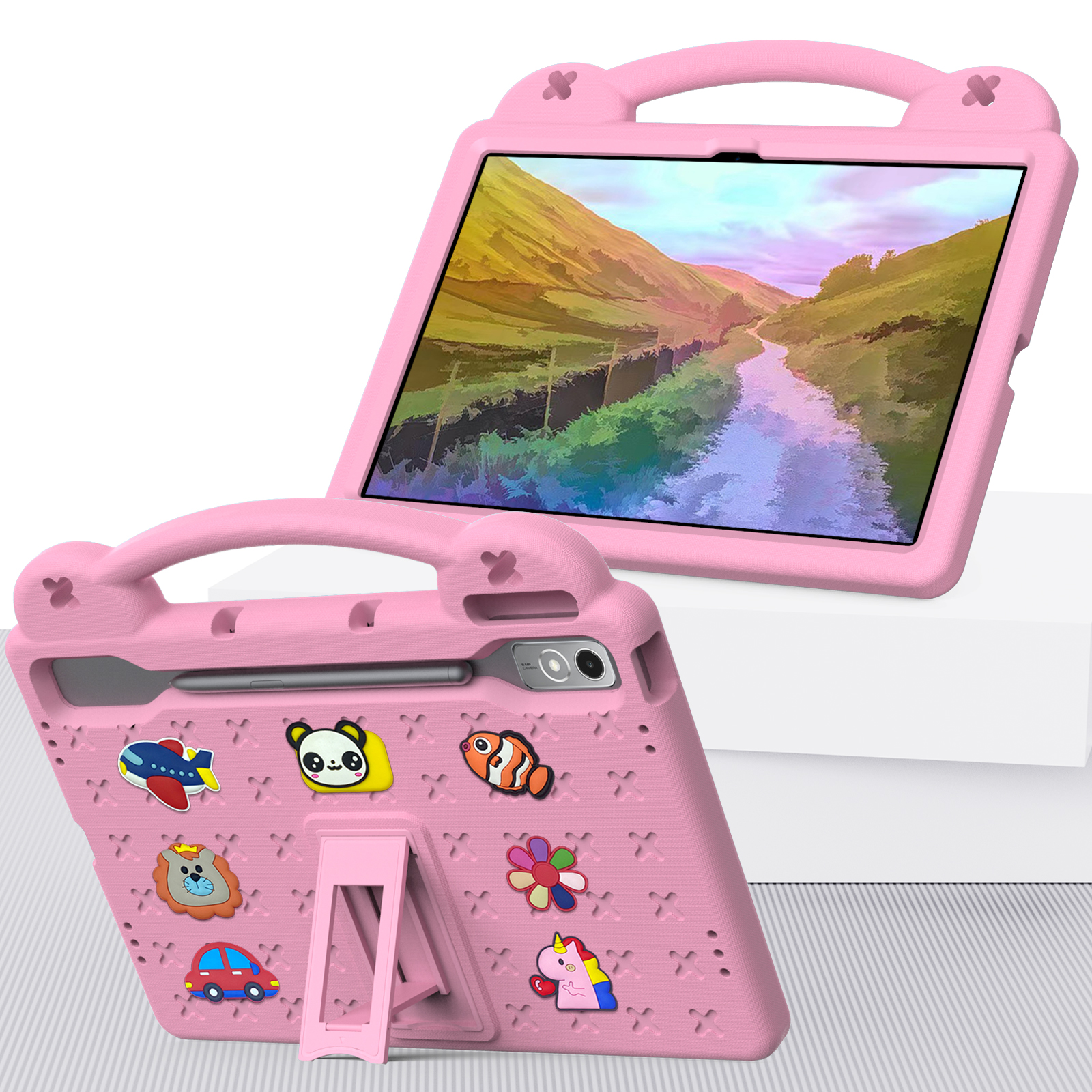 For Lenovo Xiaoxin Pad Pro 12.7 inch funda P12 TB- 370 Kids Safe EVA Tablet Case Shockproof Cover Stand Shell Protector: 12.4 / Blue