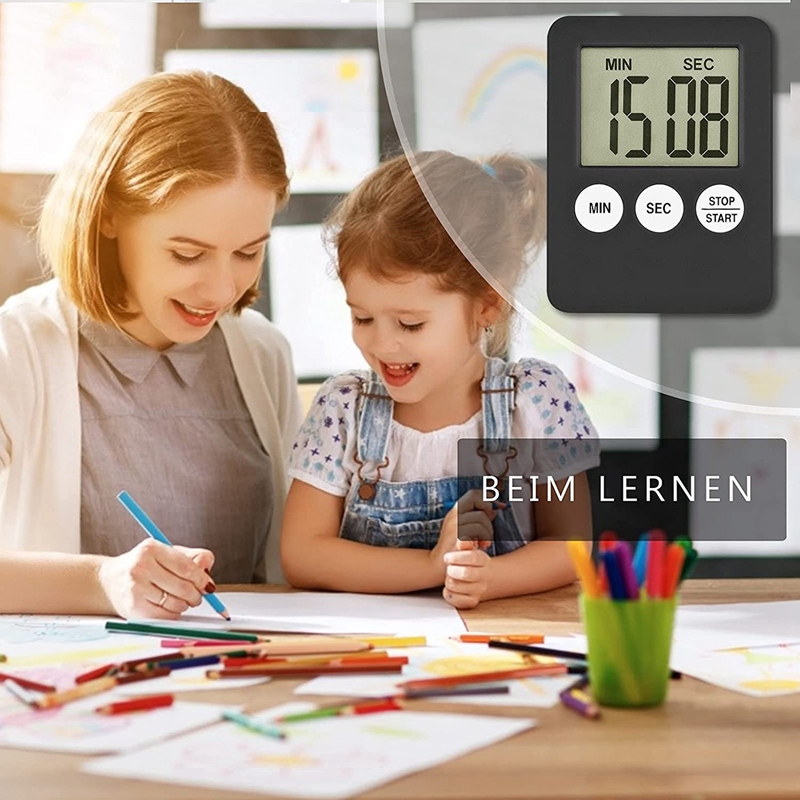 2Pcs Digital Kitchen Timer with Alarm Reminder Function,Short-Term Timer,Egg Timer,Kitchen Clock,for Cooking,Learning,Et