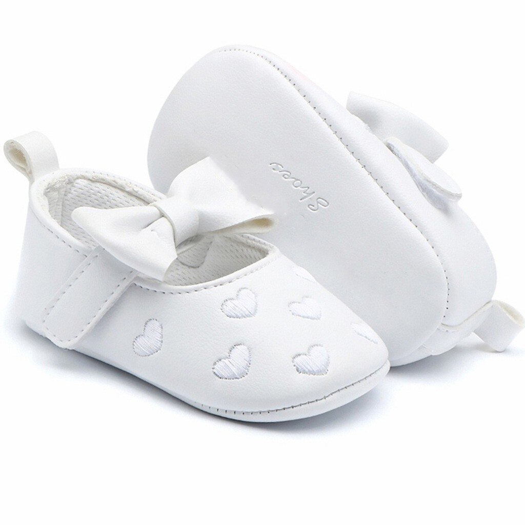 Toddler Kid Baby Girls Bowknot Princess Cute Toddler First Walk Soft Leather Bow Shoes Round Toe Flats Soft Single Shoes#45: White / 13
