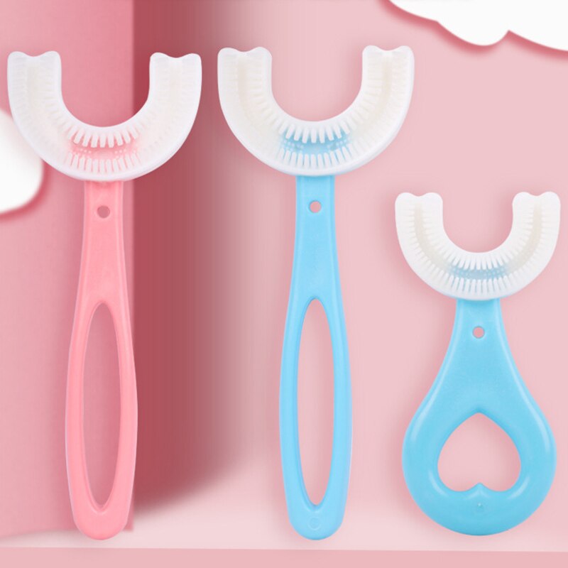 Baby Tandenborstel U-Vorm Silicone Baby Tandenborstel Met Handvat Cartoon Handleiding Mond Reinigingsborstel Voor Peuters Leeftijden 2-12Y