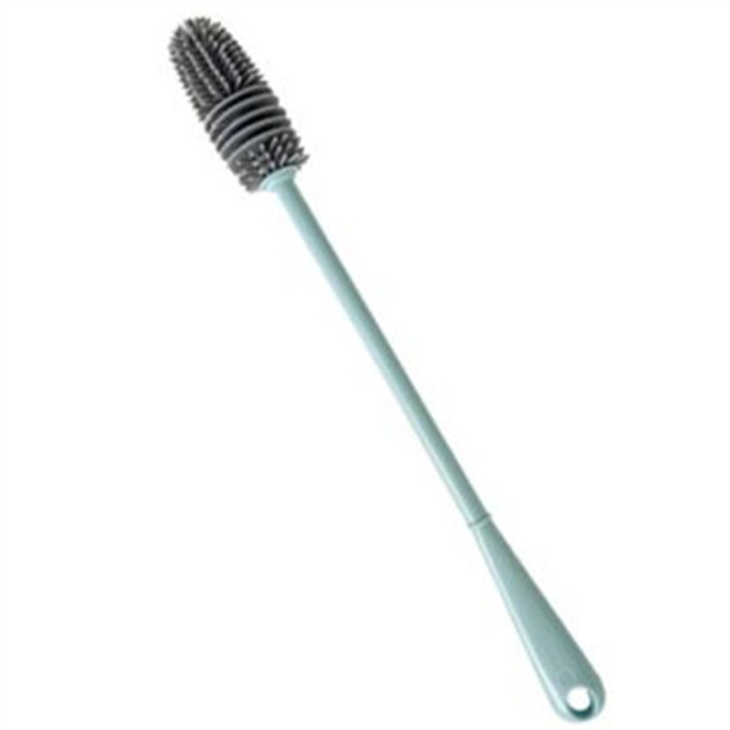 Silicone Cup Brush Glass Cleaner Kitchen Cleaning Tool Long Handle Drink Wineglass Bottle Glass Cup Cleaning Brush: light blue