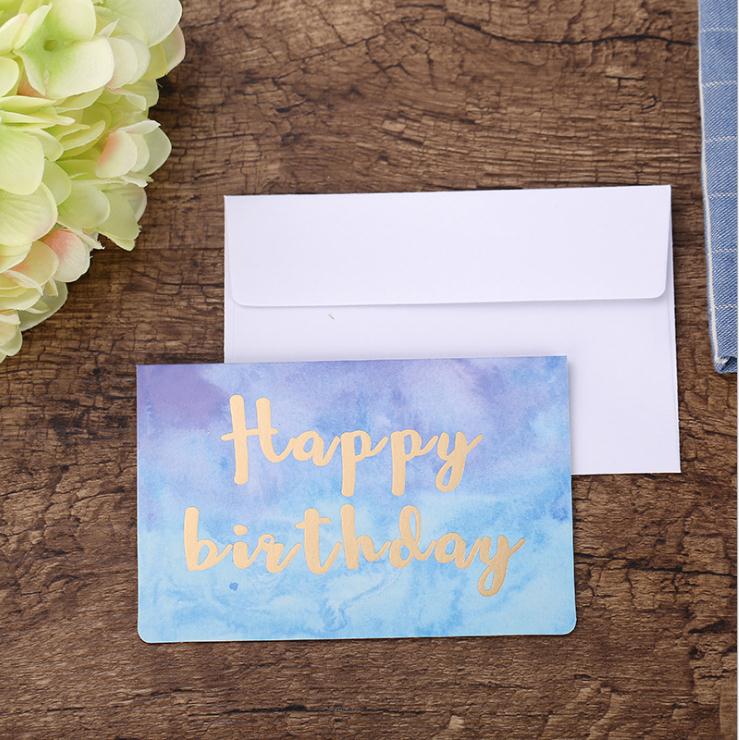 2 stks Goud Stempel Papier Verjaardagskaart Greenting Met envelop Kerstmis Dank U Bronzing Kaart: 5