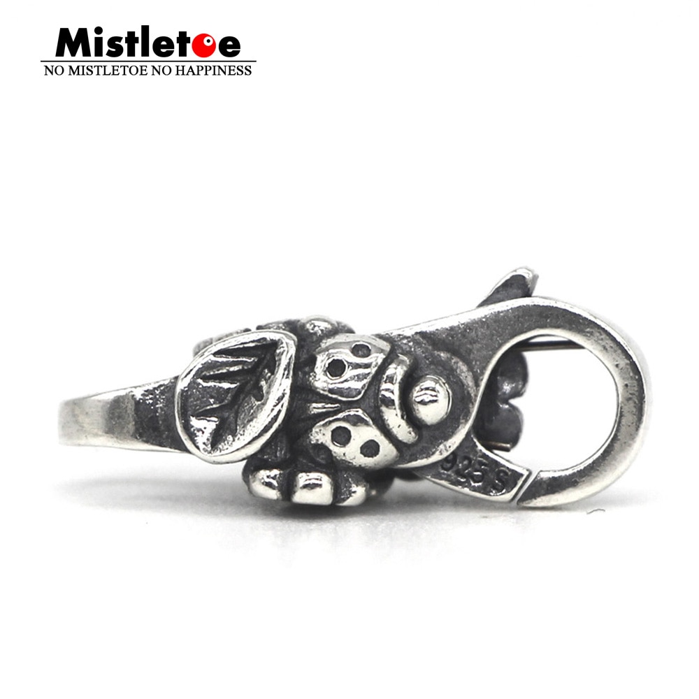 Mistletoe 925 Sterling Silver ladybug With Flower Lock Lobster Clasp Fit European Troll Bracelet Jewelry