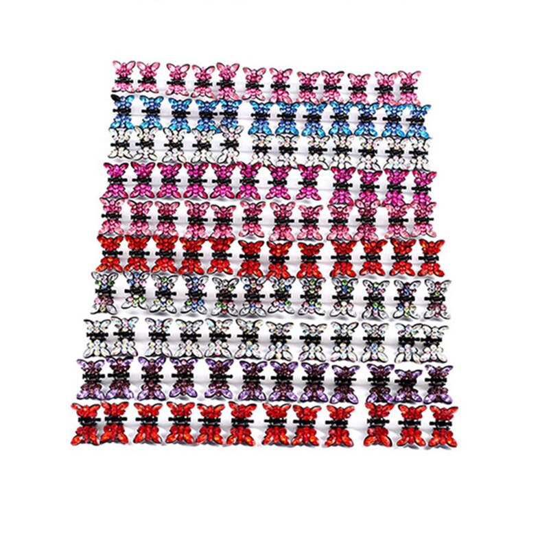 Conjunto de 12 pinzas pequeñas para el pelo con forma de mariposa para mujer, pinzas de Metal para el pelo con diamantes de imitación, para cangrejo, accesorios para el cabello