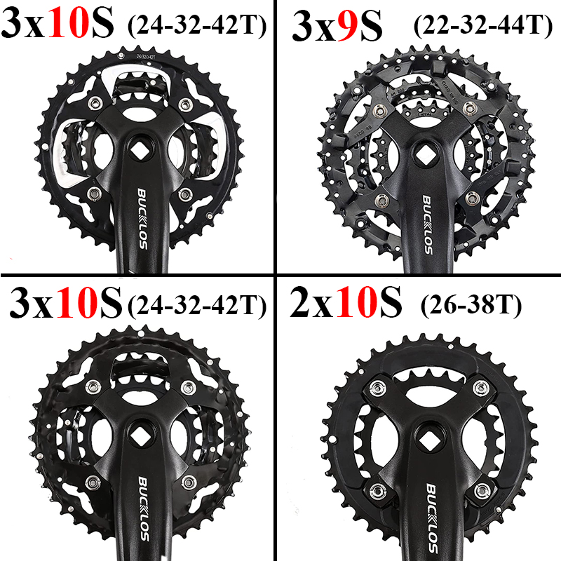 BUCKLOS 104/64 BCD plato de bicicleta 22T 24T 26T 32T 38T 42T 44T MTB plato 9S 10S rueda de cadena de bicicleta de montaña piezas de bicicleta