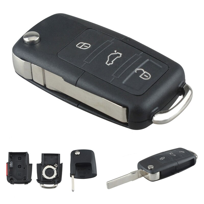 Zwart 4 Knoppen Smart Remote Vervanging Key Case Geen Chip Met Ongesneden Auto Flip Sleutel Fit Voor Volkswagen B5/passat Autosleutel Shell