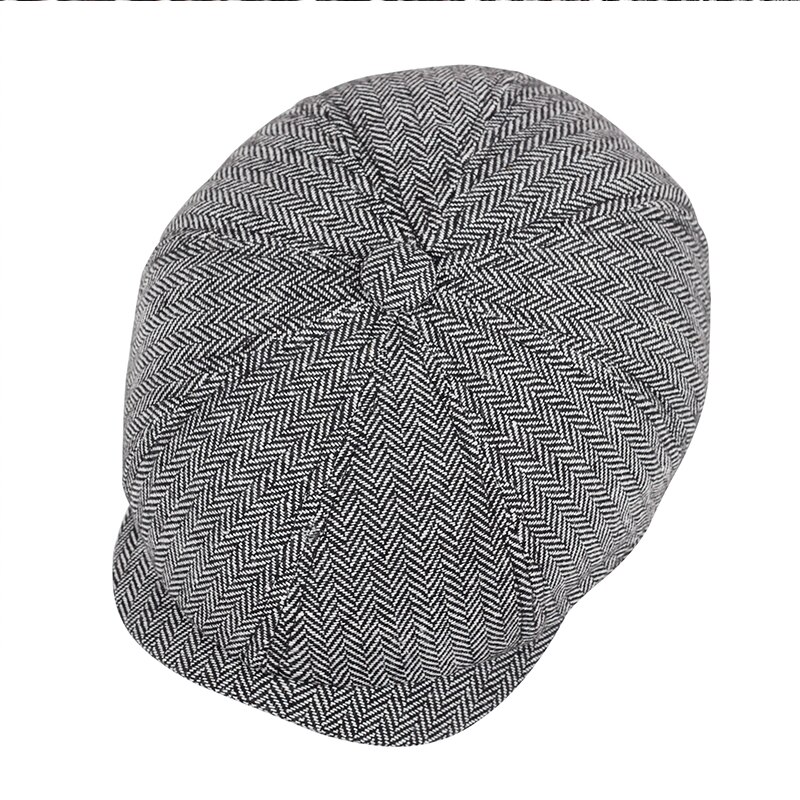 Tweed bomuld 8 styk sort sildeben newboy cap herre klassiske 8- quarter panel style flad caps dame baret hat