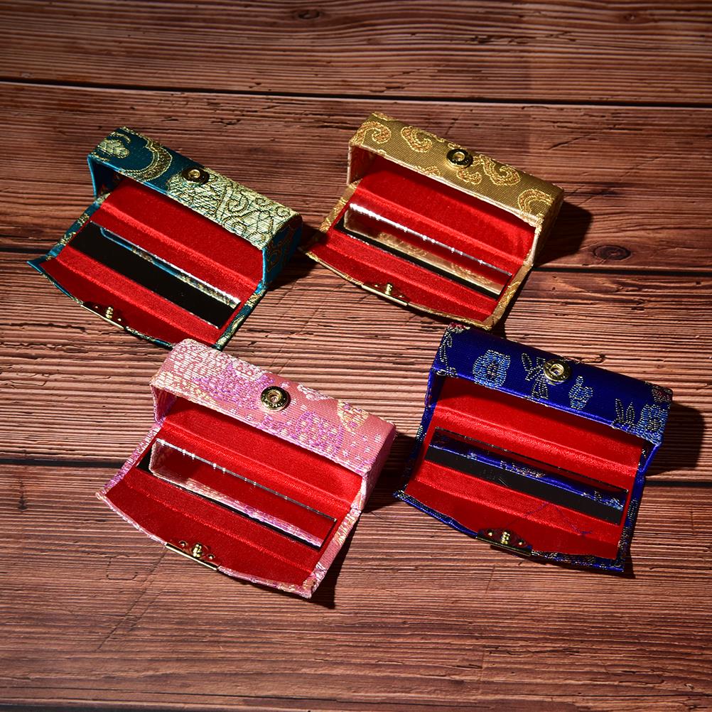 1pc cosmetische tassen, lippenstift opbergers, draagbaar, geborduurd met spiegel, retro bloemen sieradenhouder, willekeurig