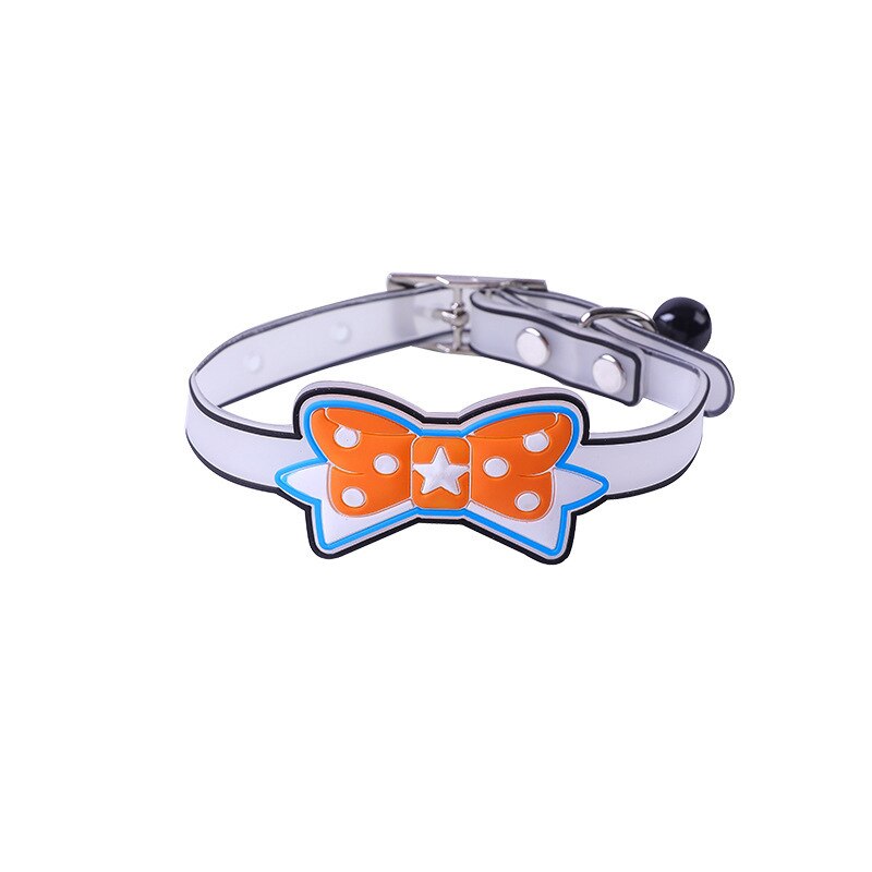 Collier lumineux en Silicone Fluorescent pour chat, avec cloches, anneau de cou pour chien et chat, accessoires lumineux Anti-perte: orange bowknot