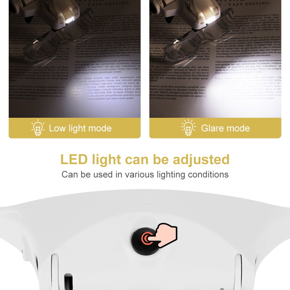 Vergrootglas, oplaadbare 5-lensloep Brillenvergrootglas met led-verlichting Lamp, hoofdband Led-vergrootglas voor lezen