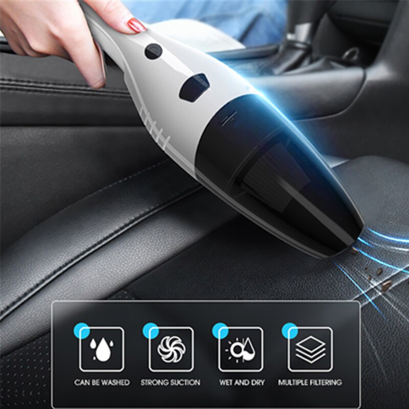 Portable Handheld Car Vacuum Cleaner Wet and Dry High Suction Wireless Mini Rechargeable Vacuum Cleaner for Car Interior Cleaner