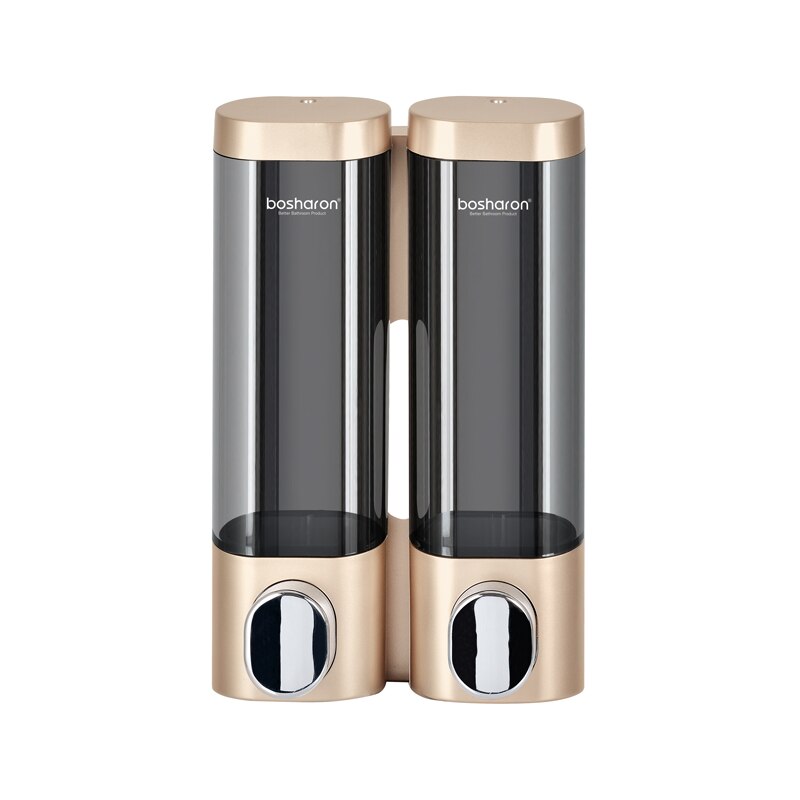 Dispensador de jabón líquido de montaje en la pared, botellas de detergente de plástico, dispensadores de Gel de ducha y champú para Hotel, accesorios de baño y cocina para el hogar: Golden Double