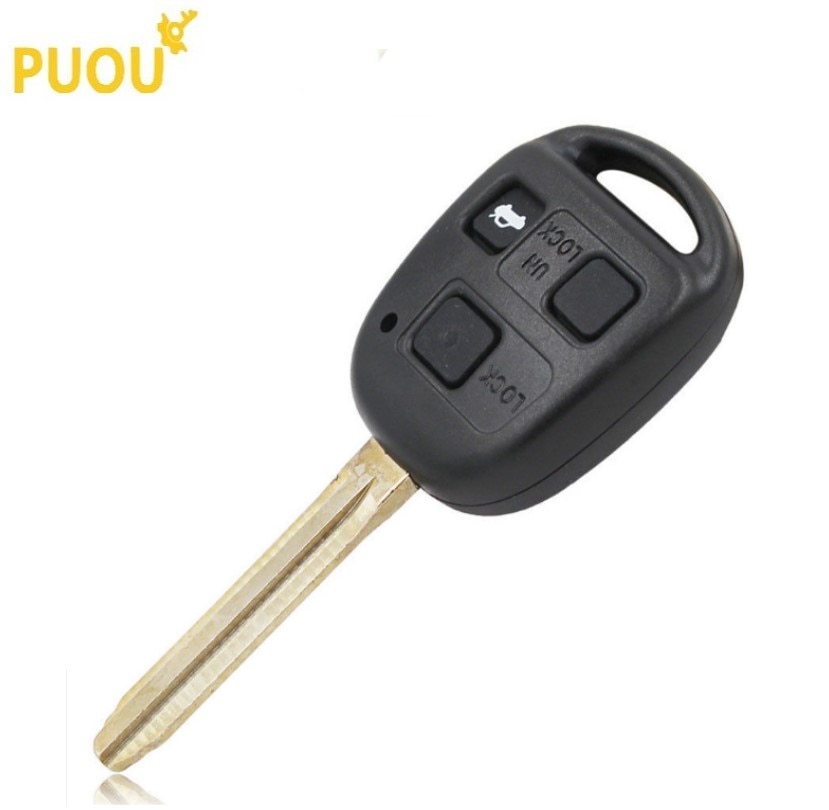 3 knop Remote Key Shell Case Fob Voor Toyota YARIS HIACE COROLLA AVENSIS CAMRY met Rubber Pad