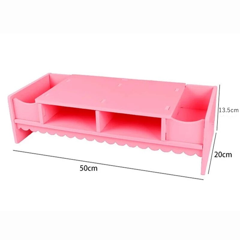 Mini support de bureau en bois rose pour ordinateur portable, organisateur de bureau, moniteur, augmenter les fournitures