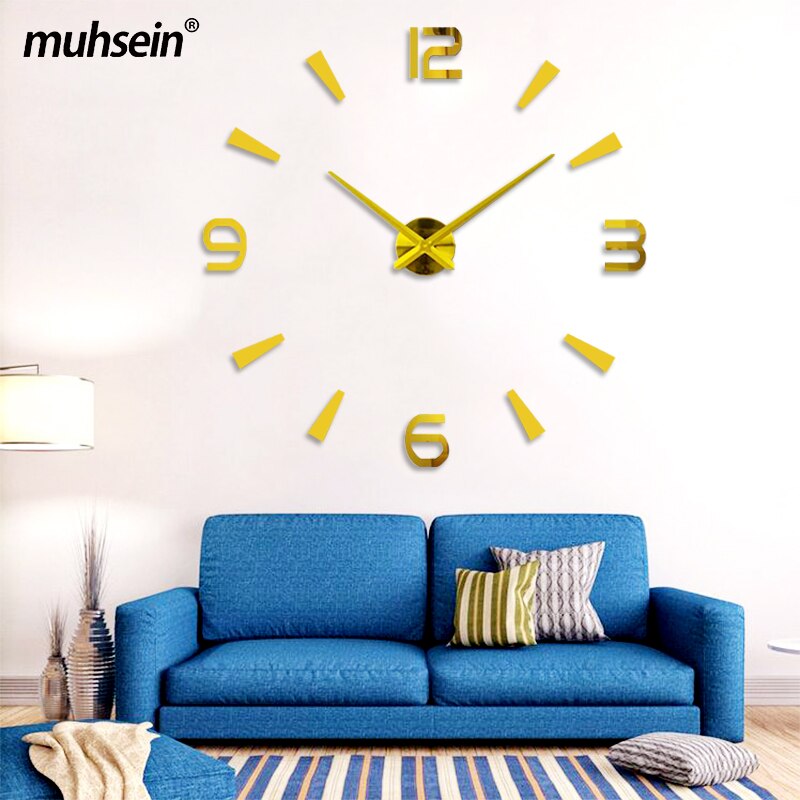 Muhsein Wall Clock Home Decoration Clock Acrylic Mirror Sticker Quartz Watch 3d DIY Mute Wall Clock